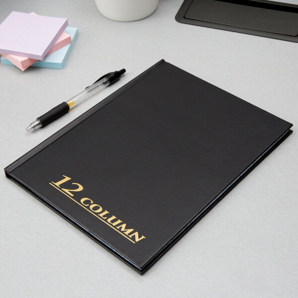 Adams ARB8012M 7" x 9 1/4" Black Twelve Column 80-Page Account Book