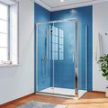 ELEGANT 1400 x 760 mm Sliding Shower Enclosure 6mm Safety Glass Reversible Bathroom Cubicle Screen Door with Side Panel