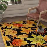 Yellow 105 x 0.25 in Indoor Area Rug - August Grove® Kinchen Floral Handmade Tufted Wool Black/Gold Area Rug Wool | 105 W x 0.25 D in | Wayfair