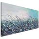 Wallfillers Teal and Cream Floral Abstract Flowers Canvas Modern - 1260-118x49cm