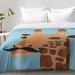 East Urban Home Gentleman Giraffe Comforter Set Polyester/Polyfill/Microfiber in Blue/Brown | Twin XL | Wayfair EAHU7225 37845931