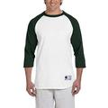 Champion Men's Raglan Baseball T-Shirt, White/Dark Green, Medium