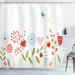 Harriet Bee Dolores Flower Romantic Design w/ Flowers Hearts Birds & Leaves Stripes Lines Artwork Single Shower Curtain | 84 H x 69 W in | Wayfair