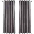 QINUO HOME 90" Drop Faux Linen Lined Blackout curtains - Room Darkening Eyelet Thermal Insulated Curtains for Infant Care Curtains, Two Panels, 66 by 90_inch, Silver