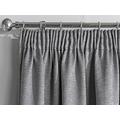 QPC Direct Pair of Plain Textured Woven Effect Thermal Blockout Curtains 3" Pencil Pleat Tape Top (90" x 72" [228 x 182cm], Silver Grey)