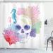 East Urban Home Halloween Wild Skull Skeletons Shower Curtain + Hooks Polyester | 84 H x 69 W in | Wayfair EABN1186 39404381