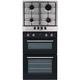 SIA Built In Double Electric Fan Oven & Stainless Steel 60cm 4 Burner Gas Hob