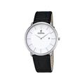 Festina CLASSIC Men's Quartz Watch with White Dial Analogue Display and Black Leather Strap F6839/2