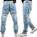 Brooklyn Mint Combat Cargo Straight fit Light Wash Jeans, Snow Wash, W32 / L33