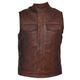 Sons of Anarchy Style Cut Off Cowhide Leather Mens Womens Brown Vest Waiscoat (L)