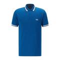 BOSS Mens Paddy Cotton-piqué Polo Shirt with Striped Collar and Cuffs Blue