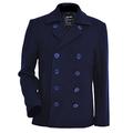 Seibertron Men's Woolen Coat US Navy Type 80% Wool USN Pea Coat Blue M