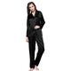 LilySilk Women's Silk Pyjama Set 22 Momme Long Sleeves Pajamas Sleepwear 100% Pure Mulberry Silk Charmeuse Black Size 18/XL