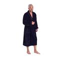 Bown of London - Men's Luxurious 450g Velour Dressing Gown with Piped Edges and Turnback Cuffs, Extra Long, Navy, M