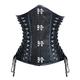 Kimring Women's Steampunk Vintage Faux Leather Jacquard Spiral Steel Boned Lace Up Side Underbust Corset Black XX-Large