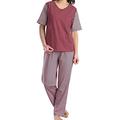 Ladies 100% Cotton Short Sleeve V Neck Festive Red and White Lounge Suit Set Pyjamas Large 16 to 18