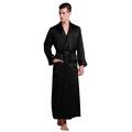 LilySilk Men's 100 Silk Dressing Gown Silk Kimono Robe Long 22 Momme Pure Mulberry Silk Black Size 44-46/XXL