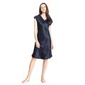 LilySilk Women's 100 Mulberry Silk Nightgown Long Short Sleeve Nightdress 22 Momme Pure Silk Navy Blue Size 18/XL