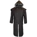 Walker & Hawkes - Unisex Waxed Long Cape Stockman Hooded Coat - Black - Large