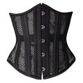 SHAPERX Women's Mesh Waist Trainer, 26 Double Steel Boned Heavy Duty Waist Training Shaper Cincher, UK-DT1996-Black-XL