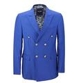 Mens Classic Fitted Double Breasted Black Blue Blazer Gold Buttons Vintage Jacket,Royal Blue,Chest UK 50 EUR 60