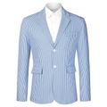 Sourcingmap Men's Striped Blazer Notched Lapel Slim Fit Business Suit Jacket Blue 42