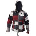 Gheri Men's Natural Woolen Elf Wizard Pixie Patch Festival Hoodie Jacket Red Grey Large