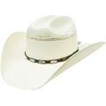 Modestone Unisex Straw Cowboy Hat Bangora Metal Studs Hatband Off-White