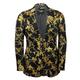 Xposed Mens Floral Brocade Print Fitted Blazer Italian Designer Suit Jacket, Black ,Chest UK 50 EU 60