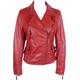 Unicorn Womens Fashion Biker Style Real Leather Jacket - Waxed Red #GB (18)