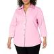 Foxcroft Women's Plus Size Non-Iron Three-Quarter Sleeve Shirt, Chambray Pink, 14W