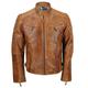 Mens Real Soft Leather Slim Fit Antique Washed Tan Brown Urban Retro Zip Smart Casual Biker Jacket [3XL, Tan Brown]