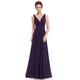 Ever-Pretty Women's Elegant V Neck Floor Length Chiffon Long Bridesmaid Dresses Dark Purple 10UK