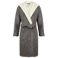 John Christian Men's Warm Hooded Fleece Dressing Gown - Dark Grey Marl,Dark Grey / Cream;Grey, L