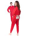 BIG FEET PAJAMA CO. Red Union Suit Onesie Pyjamas with Funny Bum Flap Danger Blasting Area (S)