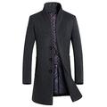 Vogstyle Men's Casual Slim Fit Woolen Coat Trenchcoats L Thick, Thick Grey, L