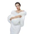 BEAUTELICATE Women's Faux Fur Shawl Wrap Stole Thicken Shrug Cover Up for Winter Wedding Evening Brides Bridesmaids