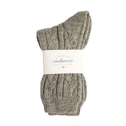Graham Cashmere - Pure Cashmere Cable Bed Socks - Made in Scotland - Gift Boxed (Grey Marl)(Size: One Size)