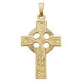 14ct Yellow Gold Fancy Irish Claddagh Celtic Trinity Knot Religious Faith Cross Pendant Necklace 24x16mm Jewelry Gifts for Women