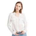 LilySilk Women's 100 Silk Blouse Long Sleeve Ladies Shirts Top 18 Momme Pure Silk (M/12, Natural White)