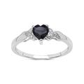 The Sapphire Ring Collection: 9ct White Gold Small Heart Shaped Sapphire with Diamond Set Shoulders Engagement Ring,Valentines Day (Size Q)