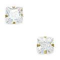 14ct Yellow Gold 6x6mm Square CZ Cubic Zirconia Simulated Diamond Light Prong Set Earrings Jewelry Gifts for Women