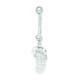 14ct White Gold CZ Cubic Zirconia Simulated Diamond 14 Gauge Dangling Slipper Body Jewelry Belly Ring Measures 36x9mm Jewelry Gifts for Women