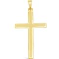 Alexander Castle Large Plain Solid 9ct Gold Cross Necklace Pendant for Women & Men - Cross Charm with Jewellery Gift Box - PENDANT ONLY - 40mm x 24mm