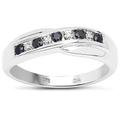 The Sapphire Ring Collection: 9ct White Gold 0.25ct Sapphire & Diamond Channel Set Crossover Eternity Ring, Valentines Day (Size I)