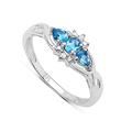 The Blue Topaz Ring Collection: Ladies Sterling Silver Blue Topaz & Diamond Ring Engagement Ring (Size I)