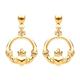 24MM 9ct Yellow Gold Irish Celtic Claddagh Hoop Drop/Dangly Stud Earrings for Women - 9ct Yellow Gold - 0.52 Grams