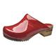 Sanita Classic Patent Mule Clog | Original Handmade Wooden Leather Clog for Women | Red | UK 5