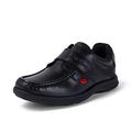 Kickers Youth Boy's Reasan Single Strap Black Leather School Shoes, Black, 4 UK