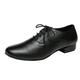 MINITOO Mens Dance Shoes 1" Standard Heel Black Leather Ballroom Dancing Shoes UK 7/EU 40.5